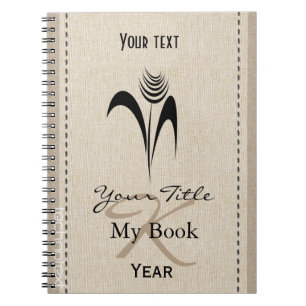 Personalised Cool Ink Art Linen Black Monogrammed Notebook