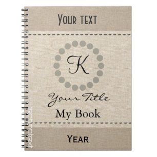 Personalised Cool Monogram  Linen Look Notebook