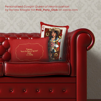 Personalised Cowgirl Midwest Queen of Hearts Card Accent Pillow