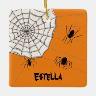 Personalised Creepy Spiders Halloween Ceramic Ornament