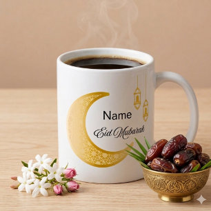Personalised Cresscent Moon Eid Mubarak Coffee Mug