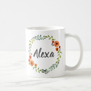 Personalised Custom Botanical Flower Wreath Coffee Mug