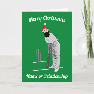 Personalised custom Cricketing Christmas Card
