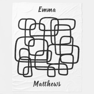 Personalised Custom Name Abstract Line Art Fleece Blanket