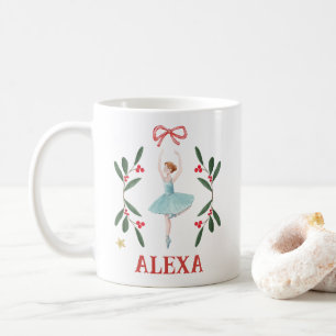 Personalised Cute Botanical Ballerina Christmas Coffee Mug