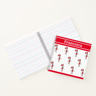Personalised Cute Christmas Candy Cane Notebook