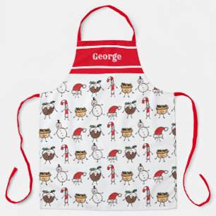 Personalised Cute Christmas Characters Apron