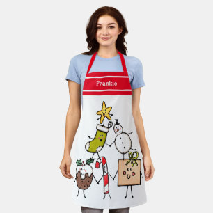 Personalised Cute Christmas Characters Apron