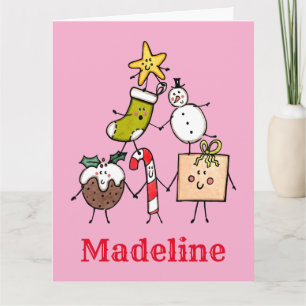 Personalised Cute Christmas Characters Card