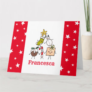 Personalised Cute Christmas Characters Card