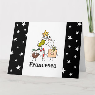 Personalised Cute Christmas Characters Card
