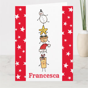 Personalised Cute Christmas Characters Card