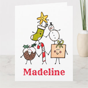 Personalised Cute Christmas Characters Card