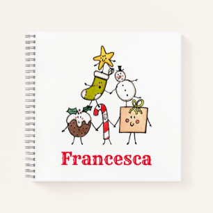 Personalised Cute Christmas Characters Notebook