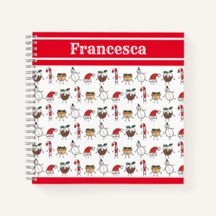 Personalised Cute Christmas Characters Notebook