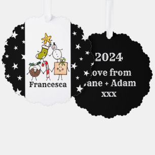 Personalised Cute Christmas Characters Ornament Card