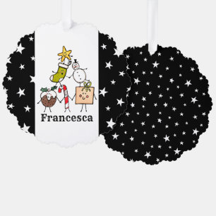 Personalised Cute Christmas Characters Ornament Card