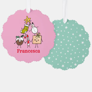 Personalised Cute Christmas Characters Ornament Card