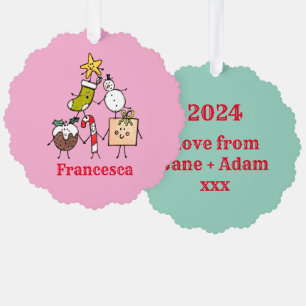 Personalised Cute Christmas Characters Ornament Card