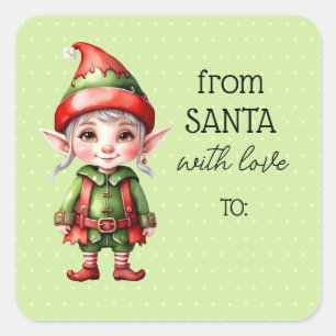 personalised cute christmas elf  square sticker