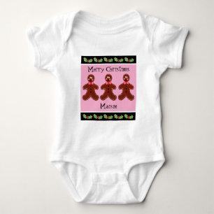 Personalised Cute Christmas Gingerbread Man  Baby Bodysuit