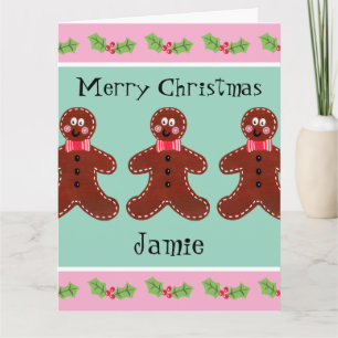 Personalised Cute Christmas Gingerbread Man  Card