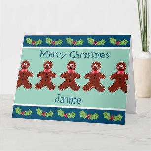 Personalised Cute Christmas Gingerbread Man  Card