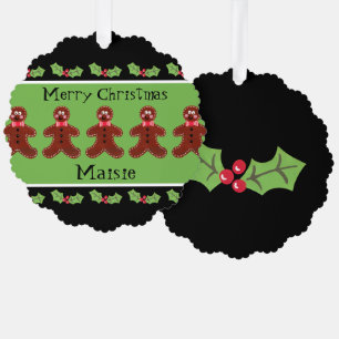 Personalised Cute Christmas Gingerbread Man  Ornament Card