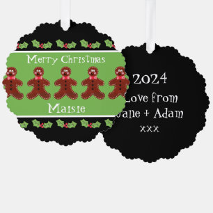 Personalised Cute Christmas Gingerbread Man  Ornament Card