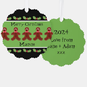 Personalised Cute Christmas Gingerbread Man  Ornament Card