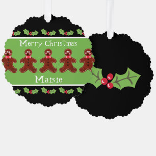 Personalised Cute Christmas Gingerbread Man  Ornament Card