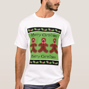Personalised Cute Christmas Gingerbread Man T-Shirt