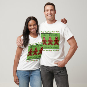 Personalised Cute Christmas Gingerbread Man  T-Shirt