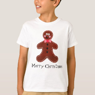Personalised Cute Christmas Gingerbread Man T-Shirt