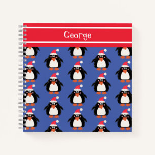 Personalised Cute Christmas Penguin Notebook