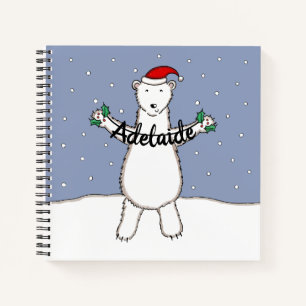 Personalised Cute Christmas Polar Bear Christmas Notebook