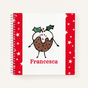 Personalised Cute Christmas Pudding Notebook