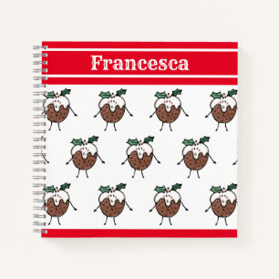 Personalised Cute Christmas Pudding Notebook
