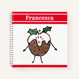 Personalised Cute Christmas Pudding Notebook