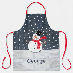 Personalised Cute Christmas Snowman Apron