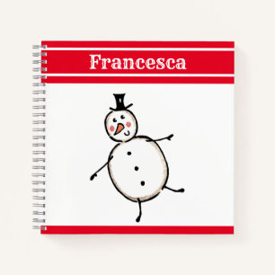Personalised Cute Christmas Snowman Notebook