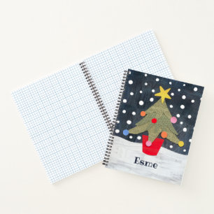 Personalised Cute Christmas Tree Notebook