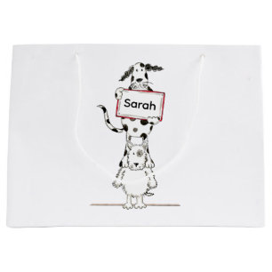 Personalised Cute Dog Acrobat Large Gift Bag