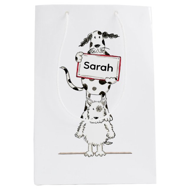 Personalised Cute Dog Acrobat  Medium Gift Bag (Front)