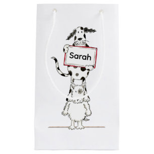 Personalised Cute Dog Acrobat Small Gift Bag