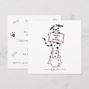 Personalised Cute Dog Acrobats Birthday Invitation