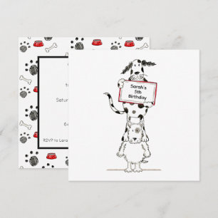 Personalised Cute Dog Acrobats Birthday Invitation