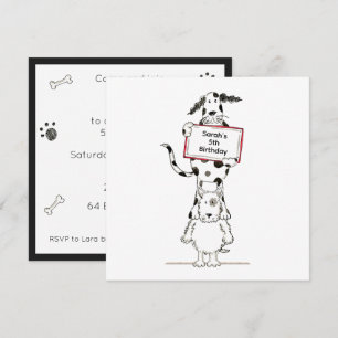 Personalised Cute Dog Acrobats Birthday Invitation