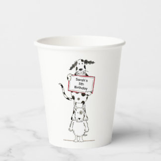 Personalised Cute Dog Acrobats Birthday Paper Cups