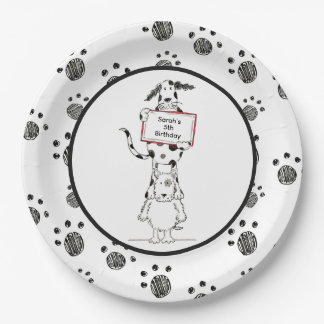 Personalised Cute Dog Acrobats Birthday Paper Plate